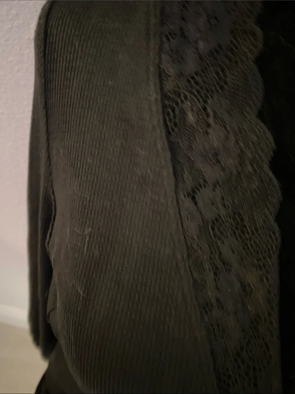 Free People Black Lace-Trim Button Cardigan